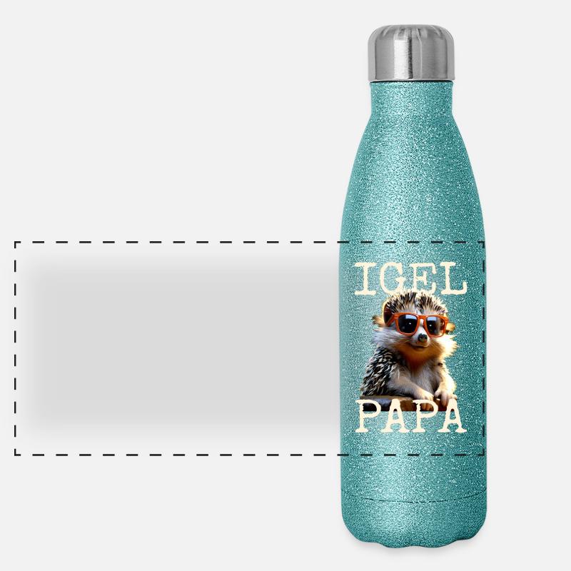 Igel Papa Daddy Vatertag Igelpapa Vater Igel Dad Panorama Glitzer Isolierflasche 500 ml