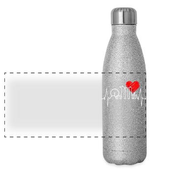 Singapour Skyline Heartbeat Asia Love Gift - Gourde isotherme panoramique pailletée 500 ml - paillettes argentées - Devant