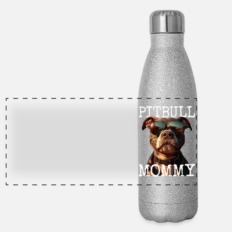 Pitbull Mommy Mama Muttertag Pitbull Terrier Mom Panorama Glitzer Isolierflasche 500 ml