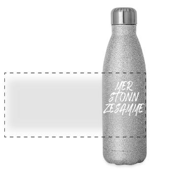 Cologne Mer Stonn Zesamme Dom Karneval Kölsch Kölner - Gourde isotherme panoramique pailletée 500 ml - paillettes argentées - Devant