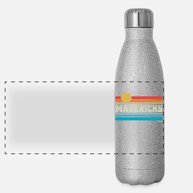Mavericks Beach California Retro Surf Trip Surfer Panoramic Glitter Thermal Bottle 500 ml