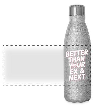 Better Than Your Ex & Next Breakup Single Party - Panoramic Glitter Thermal Bottle 500 ml - silver glitter - Front