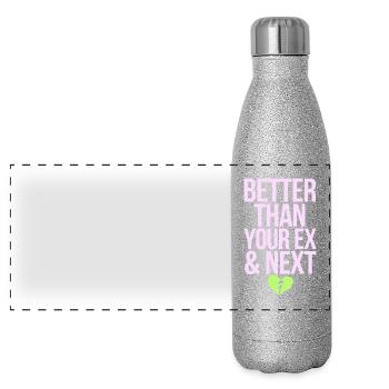 Better Than Your Ex & Next Breakup Single Party - Panoramic Glitter Thermal Bottle 500 ml - silver glitter - Front