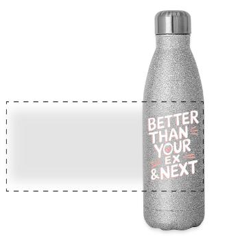 Better Than Your Ex & Next Breakup Single Party - Panoramic Glitter Thermal Bottle 500 ml - silver glitter - Front