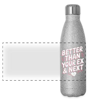 Better Than Your Ex & Next Breakup Single Party - Panoramic Glitter Thermal Bottle 500 ml - silver glitter - Front