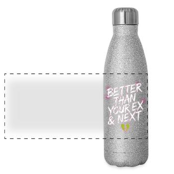 Better Than Your Ex & Next Breakup Single Party - Panoramic Glitter Thermal Bottle 500 ml - silver glitter - Front