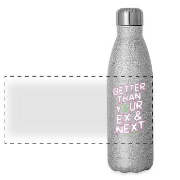 Better Than Your Ex & Next Breakup Single Party - Panoramic Glitter Thermal Bottle 500 ml - silver glitter - Front