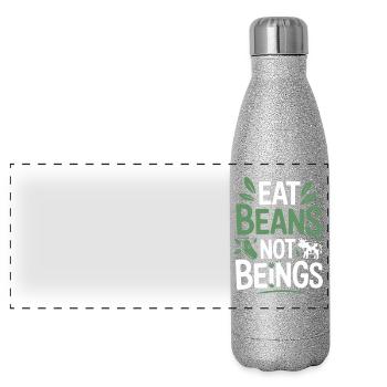 Manger des haricots Pas des êtres Animaux Haricots Végétarien Végétalien - Gourde isotherme panoramique pailletée 500 ml - paillettes argentées - Devant