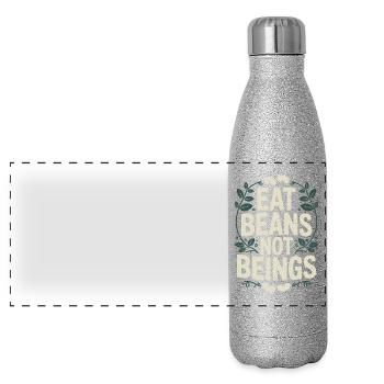 Manger des haricots Pas des êtres Animaux Haricots Végétarien Végétalien - Gourde isotherme panoramique pailletée 500 ml - paillettes argentées - Devant