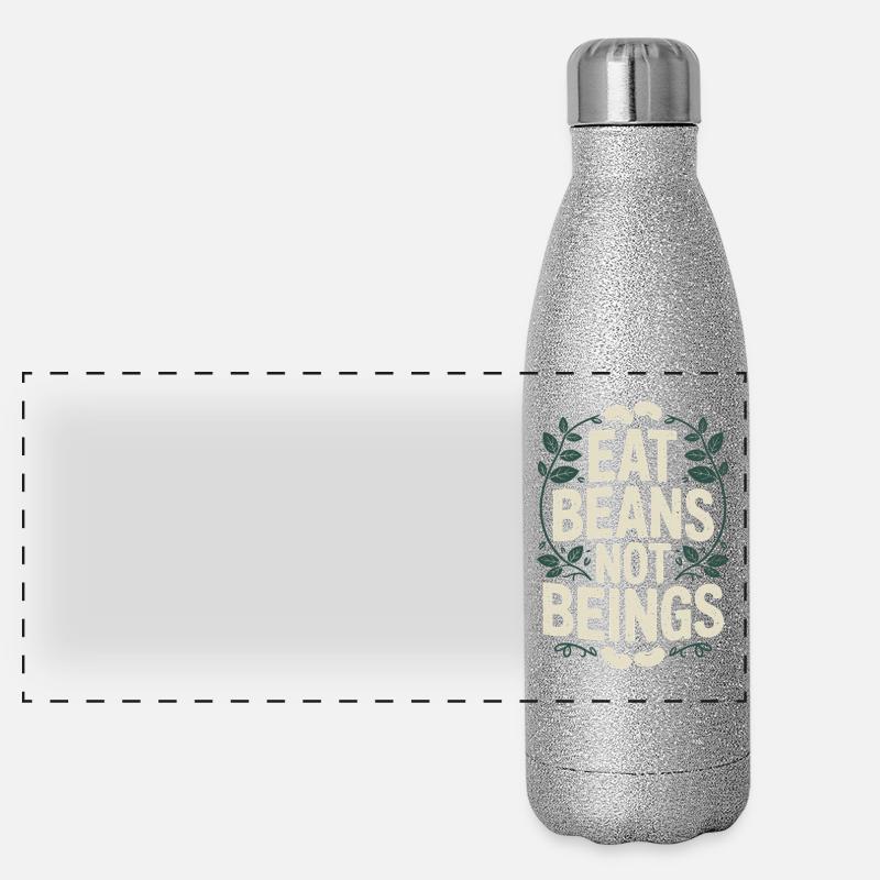 Manger des haricots Pas des êtres Animaux Haricots Végétarien Végétalien Gourde isotherme panoramique pailletée 500 ml