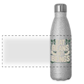 Manger des haricots Pas des êtres Animaux Haricots Végétarien Végétalien - Gourde isotherme panoramique pailletée 500 ml - paillettes argentées - Devant