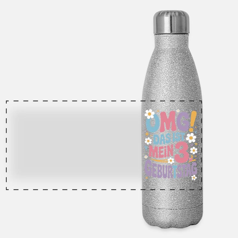 3. Geburtstag Mädchen Das Ist Mein 3. Geburtstag Panorama Glitzer Isolierflasche 500 ml