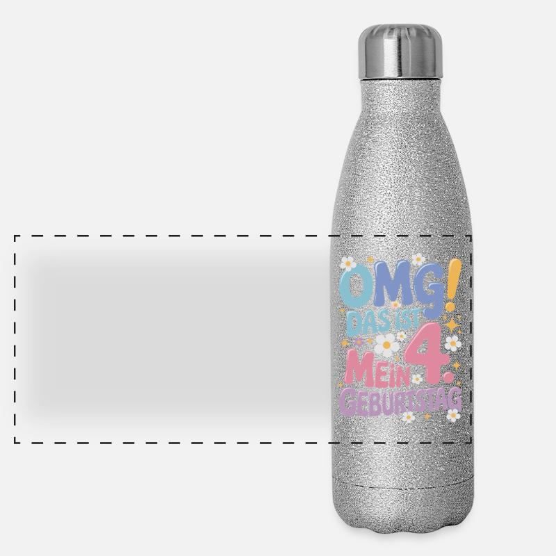 4. Geburtstag Mädchen Das Ist Mein 4. Geburtstag Panorama Glitzer Isolierflasche 500 ml