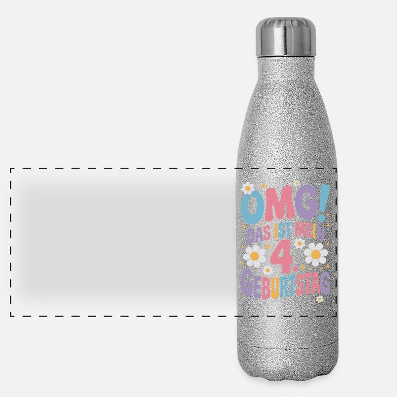 4. Geburtstag Mädchen Das Ist Mein 4. Geburtstag Panorama Glitzer Isolierflasche 500 ml