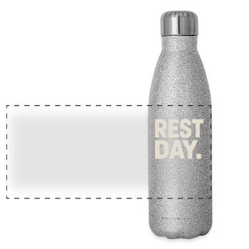 Rest Day Training Fitness Sport Chill Cheat Day - Panorama Glitzer Isolierflasche 500 ml - Silber Glitzer - Vorne