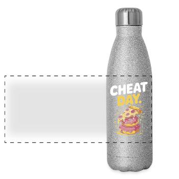 Cheat Day Fitness Enjoyment Break Training Workout - Panoramic Glitter Thermal Bottle 500 ml - silver glitter - Front