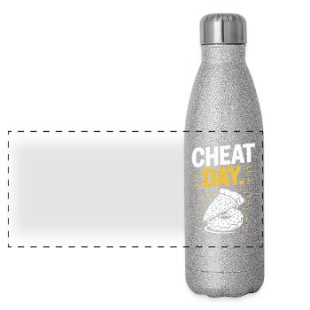 Cheat Day Fitness Enjoyment Break Training Workout - Panoramic Glitter Thermal Bottle 500 ml - silver glitter - Front