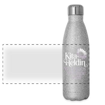 Héroïne de la garderie : où le chaos devient magique : enseignante de maternelle - Gourde isotherme panoramique pailletée 500 ml - paillettes argentées - Devant
