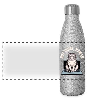 Katzen Spruch n’est pas aujourd’hui l’homme Büro Cat Homeoffice - Gourde isotherme panoramique pailletée 500 ml - paillettes argentées - Devant