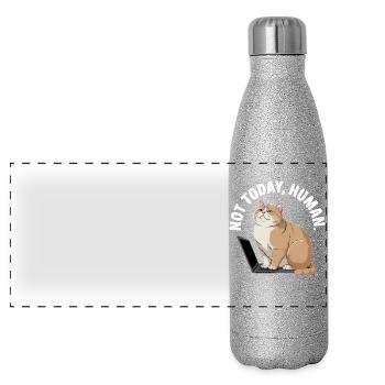 Katzen Spruch n’est pas aujourd’hui l’homme Büro Cat Homeoffice - Gourde isotherme panoramique pailletée 500 ml - paillettes argentées - Devant
