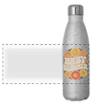 Garden Baby Bloomer Gardener Saying Sunflowers - Panoramic Glitter Thermal Bottle 500 ml - silver glitter - Front