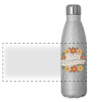 Garden Baby Bloomer Gardener Saying Sunflowers - Panoramic Glitter Thermal Bottle 500 ml - silver glitter - Front