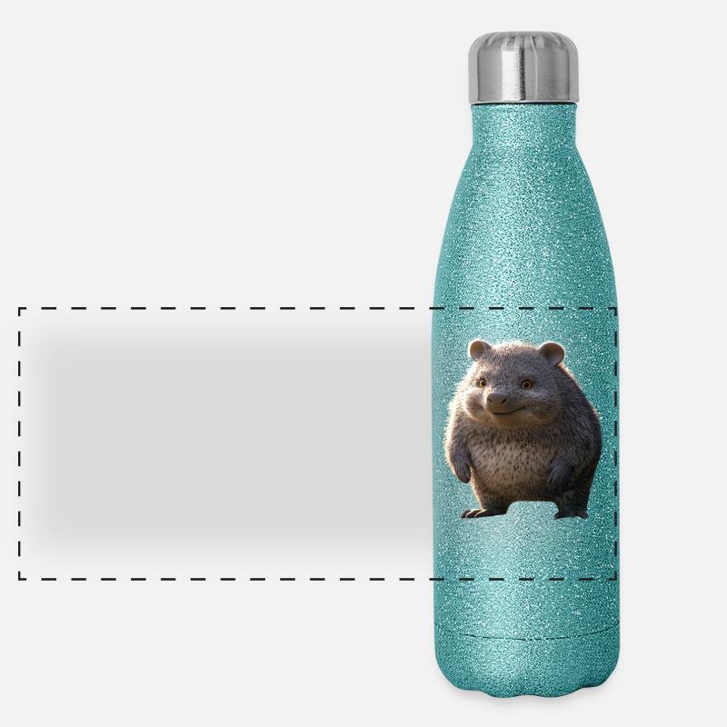 Wombat Australie Marsupial Mignon Wombat Gourde isotherme panoramique pailletée 500 ml