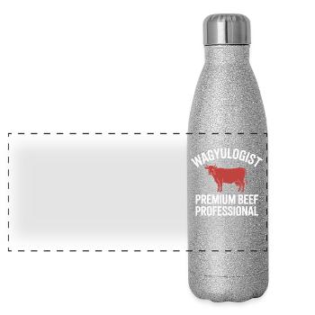 Wagyulogist Wagyu Beef Grill Master Japan Steak - Panoramic Glitter Thermal Bottle 500 ml - silver glitter - Front