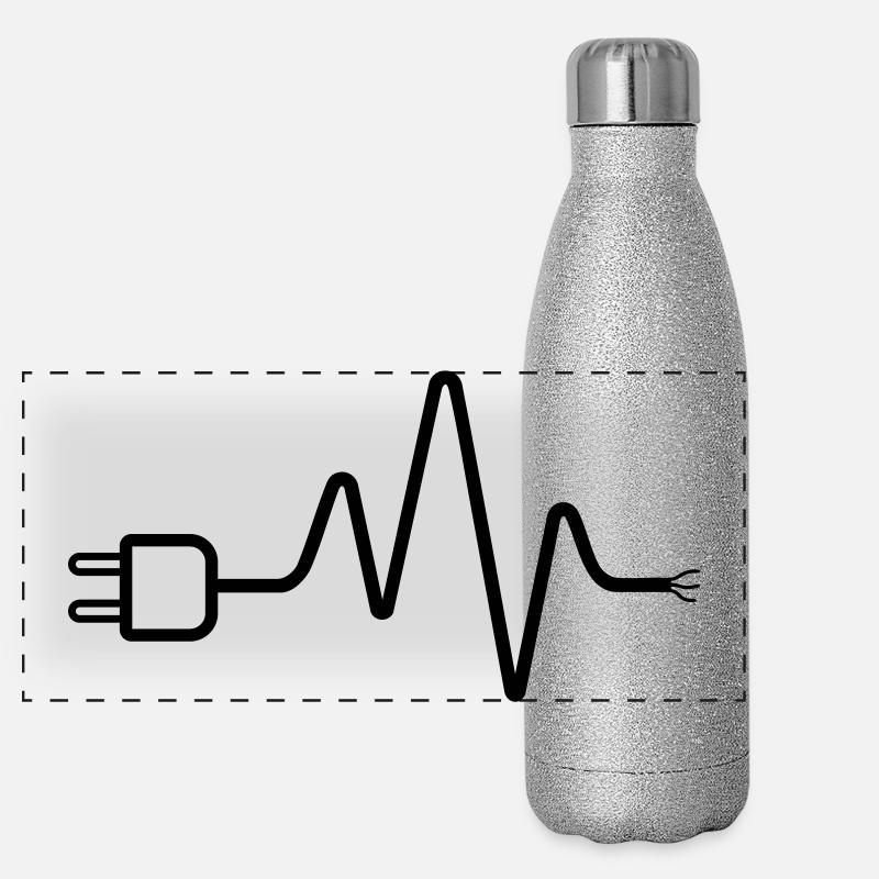 Electrician ECG Plug Cable Heartbeat - Panoramic Glitter Thermal Bottle 500 ml - silver glitter