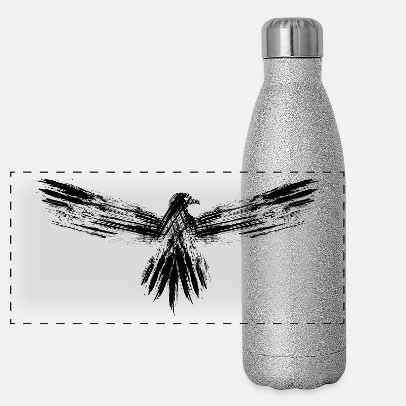 Calligraphie noire d'aigle Gourde isotherme panoramique pailletée 500 ml