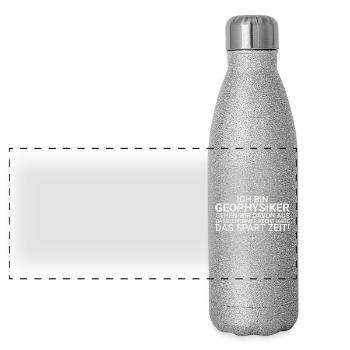 Geophysicists Save time Geophysics - Panoramic Glitter Thermal Bottle 500 ml - silver glitter - Front