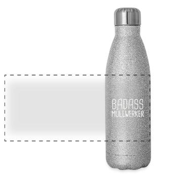 Garbage Collector Badass - Panoramic Glitter Thermal Bottle 500 ml - silver glitter - Front