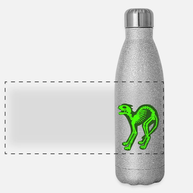 Skelett Katze Panorama Glitzer Isolierflasche 500 ml