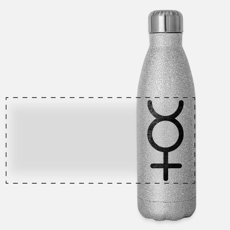 Mercure Symbole astrologique | distressed | black Gourde isotherme panoramique pailletée 500 ml
