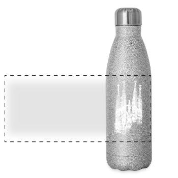 Barcelona Sagrada Familia Spain I Love Barcelona - Panoramic Glitter Thermal Bottle 500 ml - silver glitter - Front