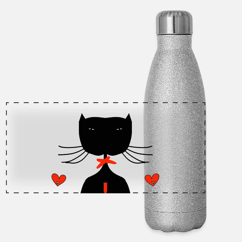 black cat Panoramic Glitter Thermal Bottle 500 ml