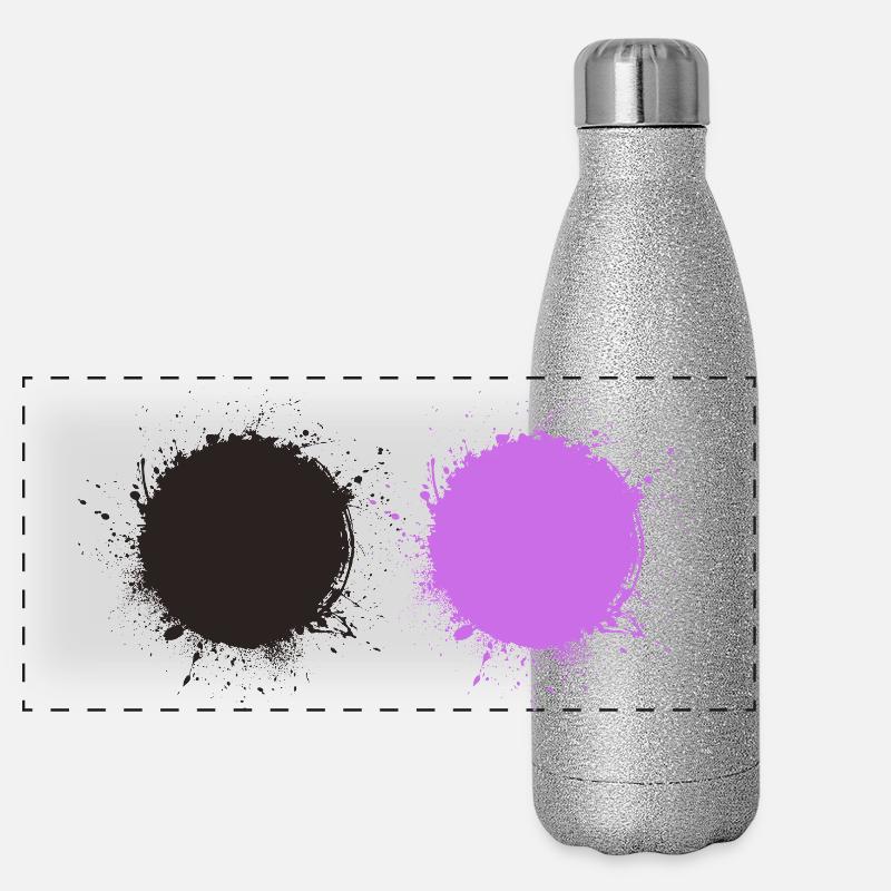 Schwarz Lila Panorama Glitzer Isolierflasche 500 ml