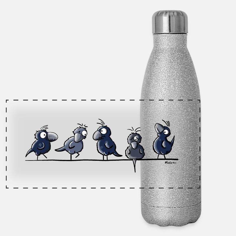 Funny Raben Panorama Glitzer Isolierflasche 500 ml