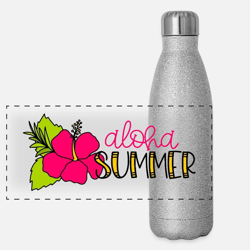 Hibiscus Aloha Design Helle Farben Panorama Glitzer Isolierflasche 500 ml