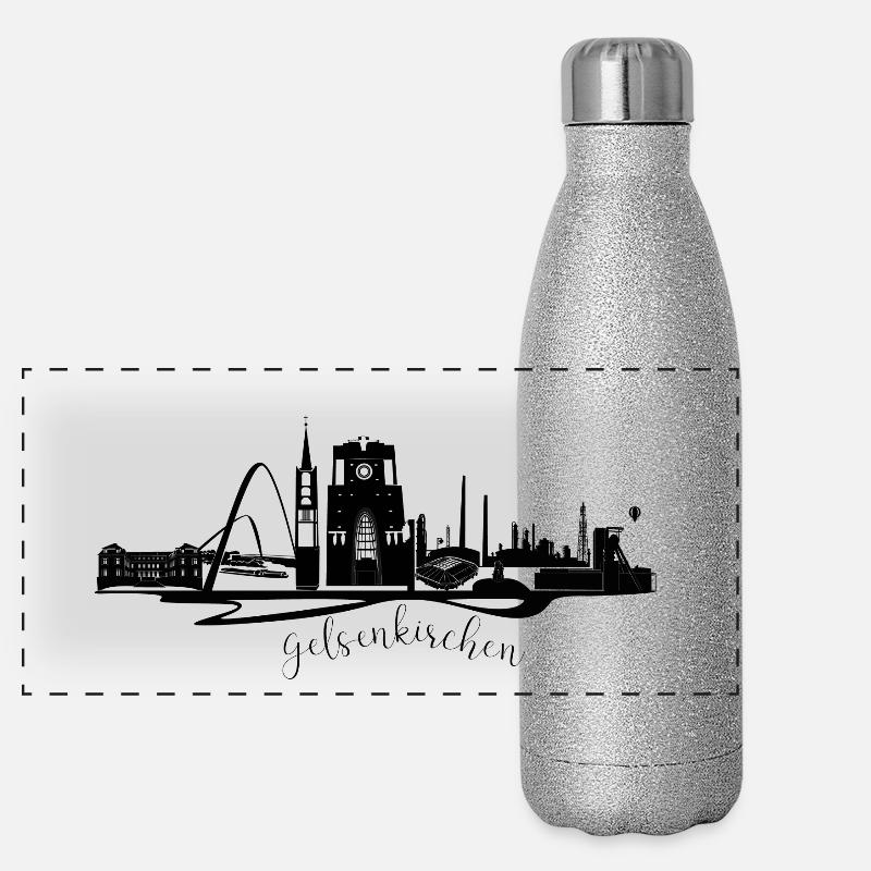Skyline von Gelsenkirchen in Silhouette Panorama Glitzer Isolierflasche 500 ml