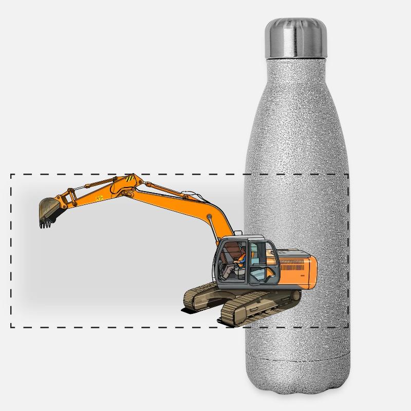 Bucket excavator intervenes Panoramic Glitter Thermal Bottle 500 ml