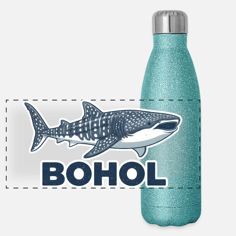 Bohol Whale Shark Motif Panoramic Glitter Thermal Bottle 500 ml