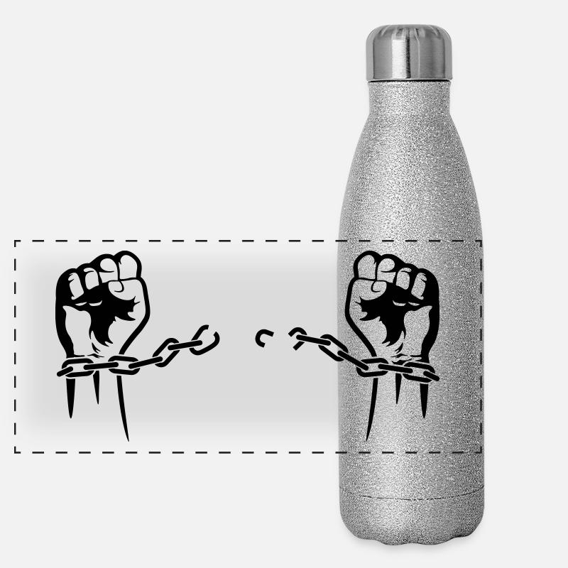 A prisoner is freed from his chains Panoramic Glitter Thermal Bottle 500 ml