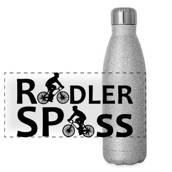 Radler Spaß Fahrrad Radfahrer Rad Fun Geschenk - Panorama Glitzer Isolierflasche 500 ml - Silber Glitzer - Vorne