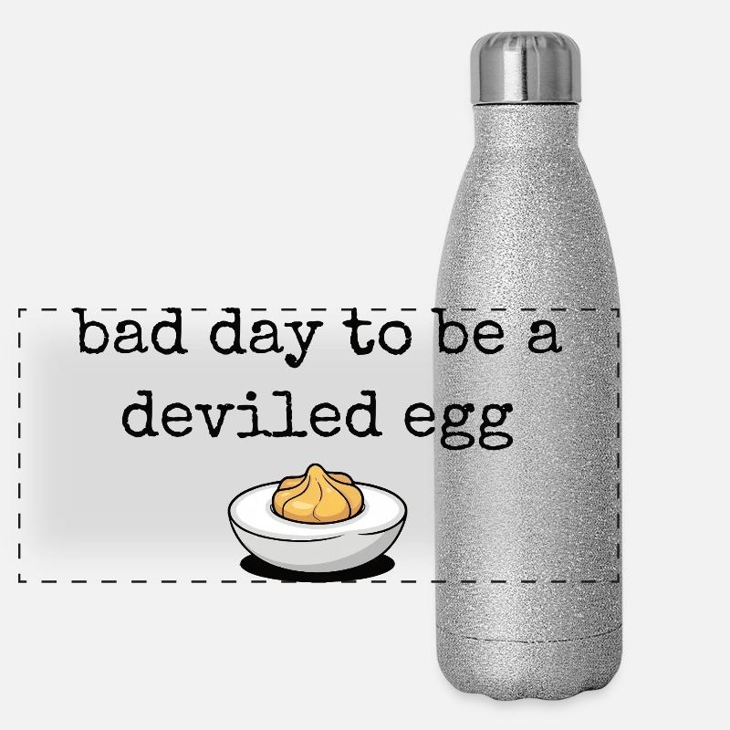Funny Saying Egg Buffet Food Bad Day Deviled Eg Panoramic Glitter Thermal Bottle 500 ml