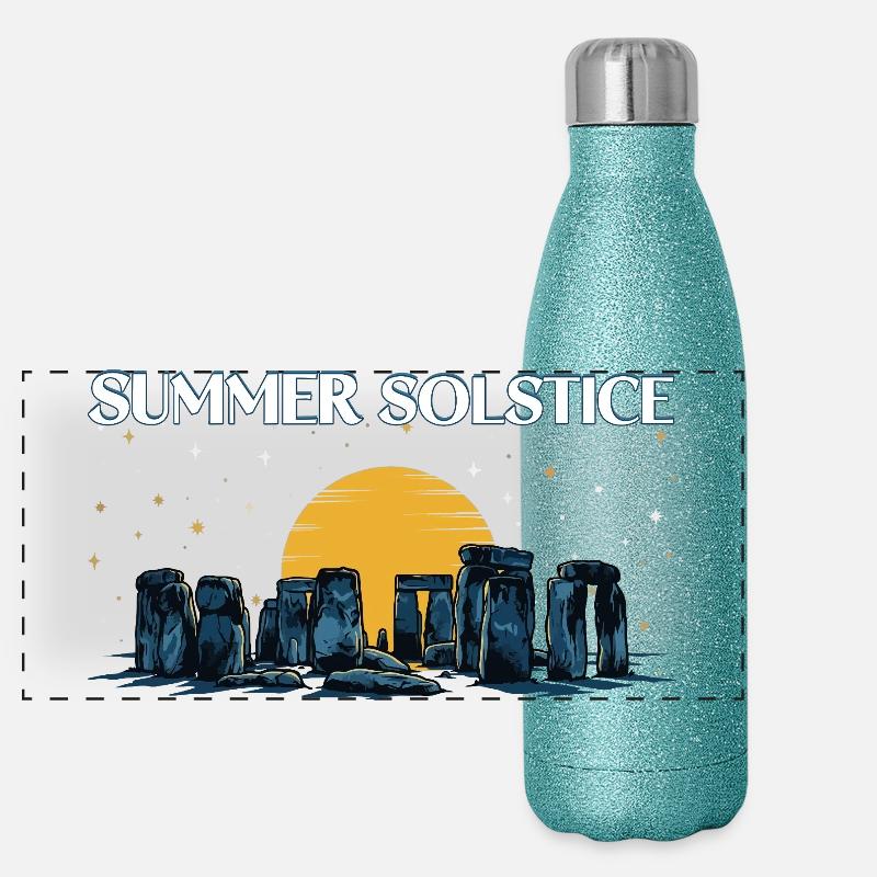 Litha Pagan: Sommersonnenwende, Mittsommer, Mittsommer, Mittsommer. Panorama Glitzer Isolierflasche 500 ml