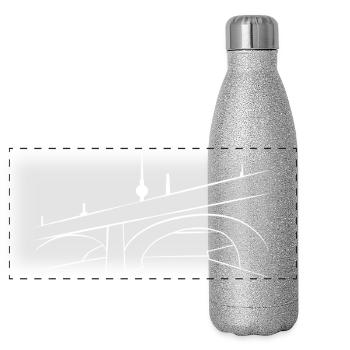 Urban Sketch Spreebrücke w - Panorama Glitzer Isolierflasche 500 ml - Silber Glitzer - Vorne