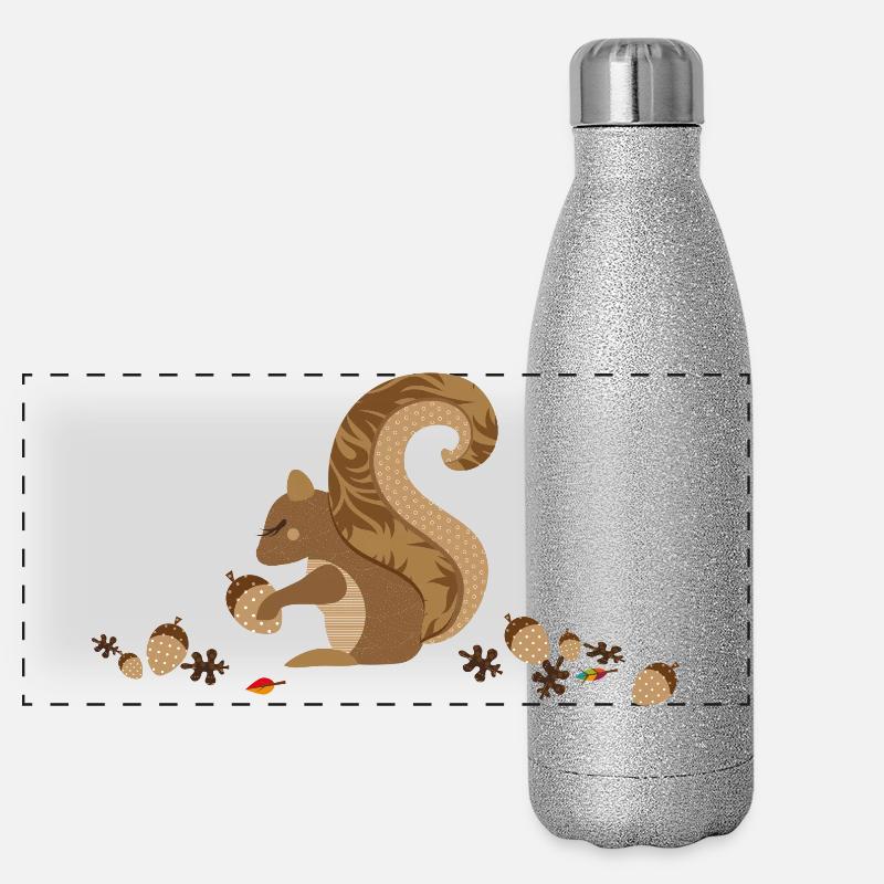 Ein Eichhörnchen mit einer Eichel Panorama Glitzer Isolierflasche 500 ml
