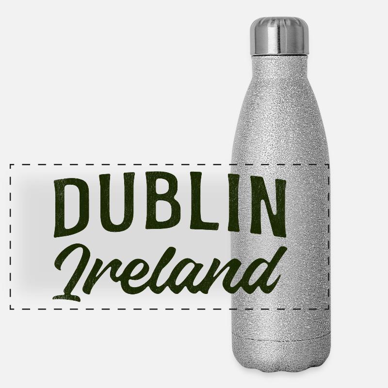 Typographie de l’écriture Dublin Ireland Gourde isotherme panoramique pailletée 500 ml