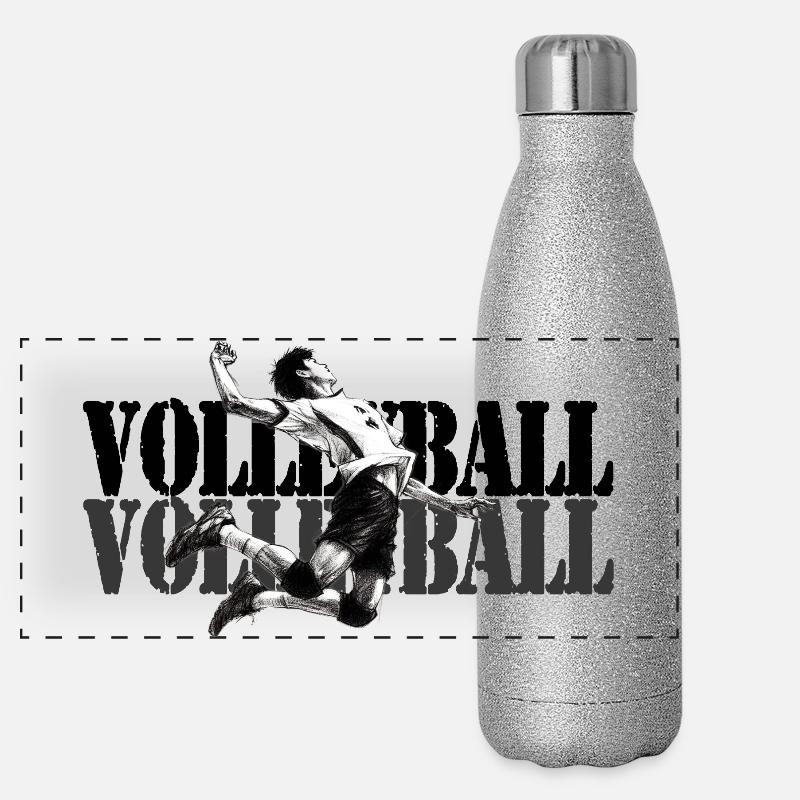 Dynamischer Volleyballspieler in Aktion Panorama Glitzer Isolierflasche 500 ml